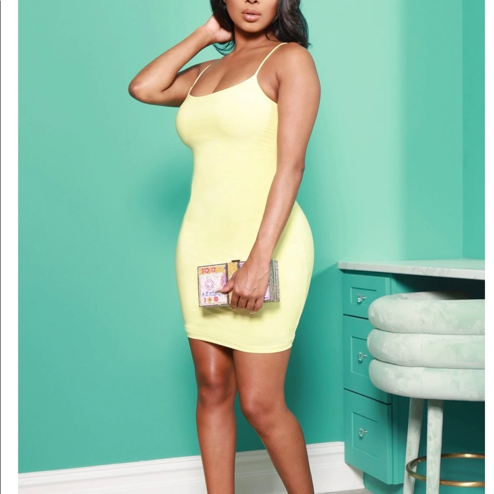 Yellow Strappy Cami Mini Dress
